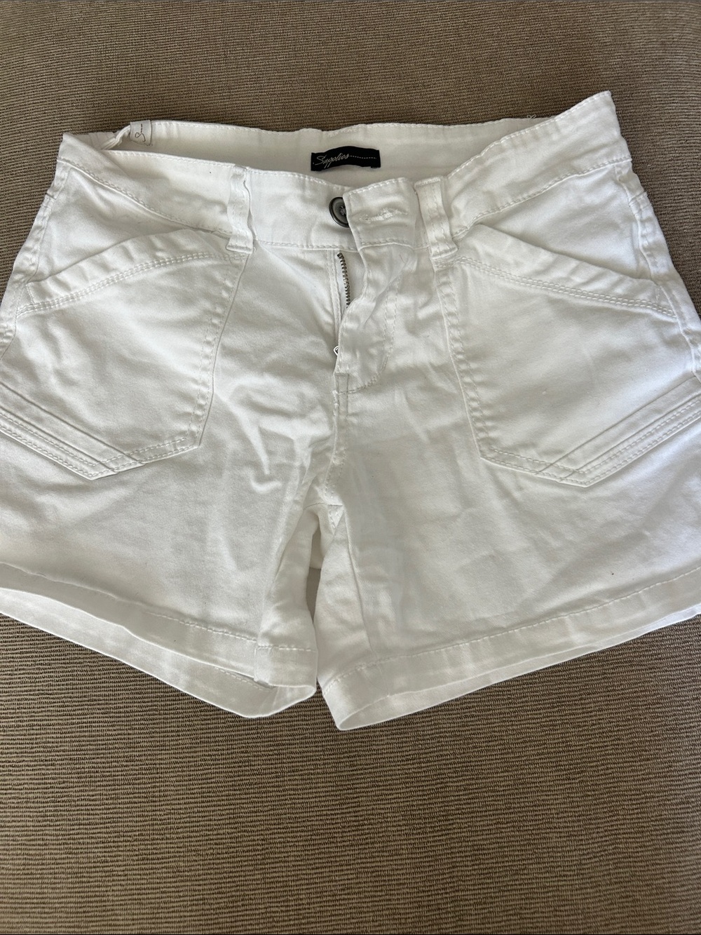 Women's White High-Waist Cotton Shorts